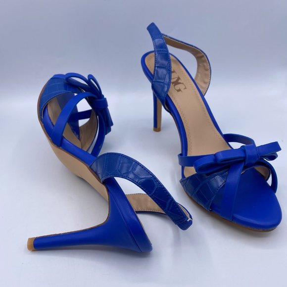 A NUYG Blue Bow High Heel Cutout Slingback Sandal - Picture 4 of 14